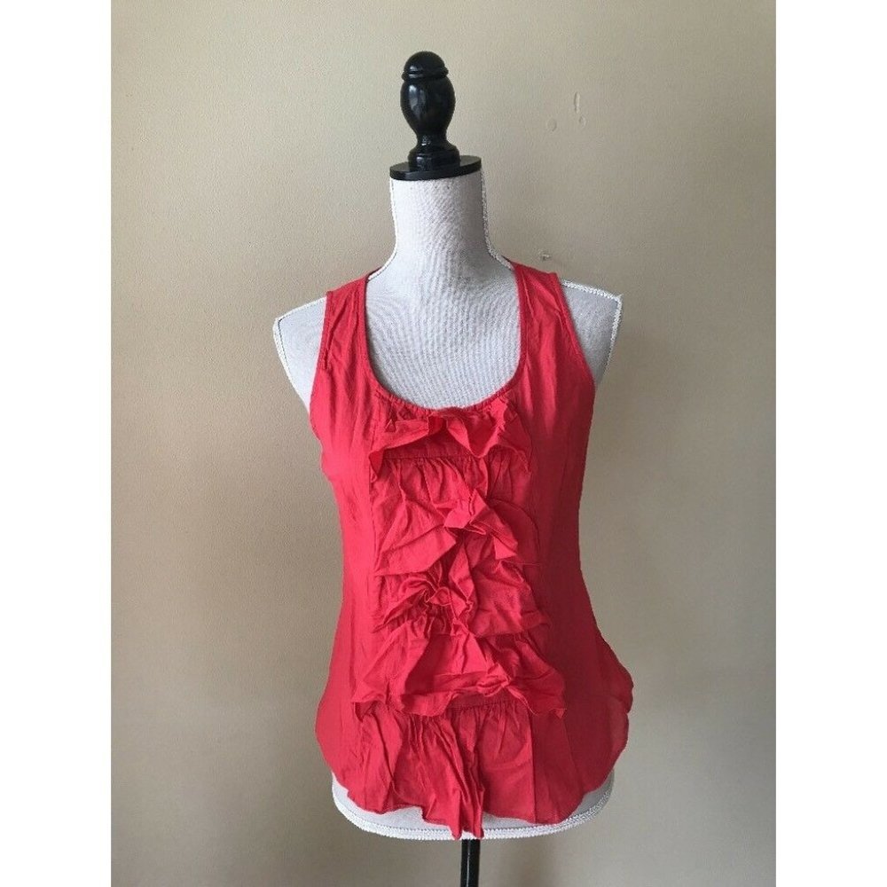 FEI Anthropologie Coral Tiered Tank Top Ruffle